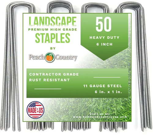 Miniatura 12 de Peach Country Estacas de jardín galvanizadas grapas de paisaje: estaca de césped y valla de 6 pulgadas - Suministros de jardinería resistentes a