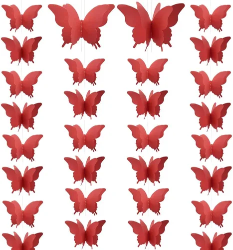 Miniatura 8 de Guirnalda de papel de mariposa grande, 4 unidades, cortina de mariposa, para colgar, decoración colgante para Halloween, fiesta de cumpleaños, baby