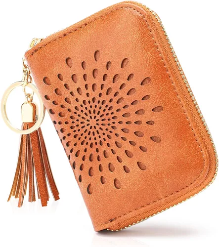 Miniatura 32 de APHISON RFID - Porta tarjeta de crédito con llavero, cartera pequeña con cremallera para mujer, Moderno