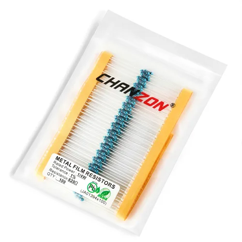 Miniatura 129 de Chanzon 100pcs 1/4W (0.25W) 62 Ohmios Resistencia fija de película metálica Ohmios 0.01 ±1% Tolerancia 62R MF Resistencias de orificio pasante