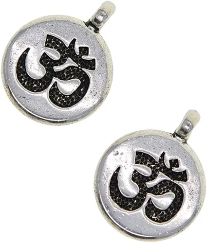 Miniatura 2 de Fityle - 30 dijes de plata tibetana de filigrana para yoga, flor de loto, DIY, para hacer joyas, OM, Plata, no disponible