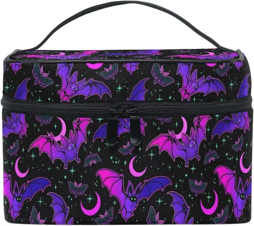 Miniatura 6 de Bolsa de Maquillaje, Estuche de Maquillaje Organizador de Viaje con Diseño de Calavera y Flores, Estuche de Cosméticos, Bolsas de Aseo para Niñas