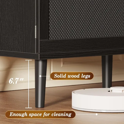 Miniatura 6 de SUPERJARE Soporte de TV para TV de 65 pulgadas, centro de entretenimiento con estante ajustable, consola de TV con 2 gabinetes, consola multimedia