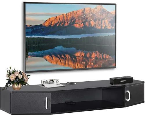 FITUEYES Soporte de TV de 70 pulgadas, centro de entretenimiento flotante montado en la pared; estante de TV para consola debajo de TV para sala de