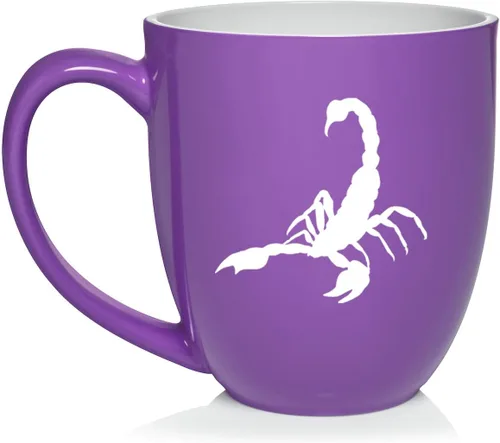 Miniatura 15 de Daylor Taza de café de cerámica Scorpion, regalo para ella, él, amigo, compañero de trabajo, esposa, esposo (11 onzas, azul)