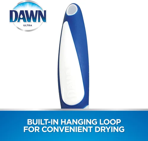 Miniatura 5 de Dawn Cepillo para platos con cerdas de nailon suave y raspador, azul/blanco