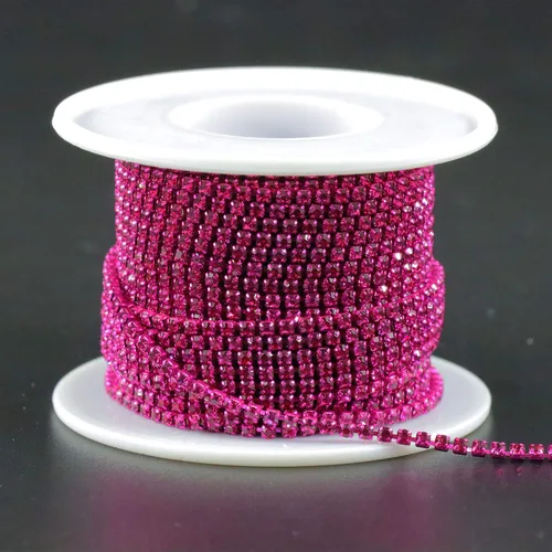 Miniatura 16 de Jerler Cadena de cierre SS6.5/0.079 in con diamantes de imitación de cristal de 10 yardas para manualidades de costura, ideal para bodas, fiestas