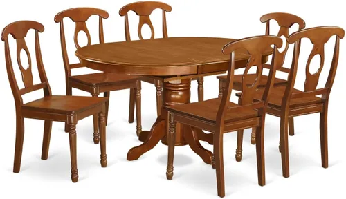 Miniatura 11 de East West Furniture AVNA5-SBR-C - Juego de mesa de comedor de 5 piezas para 4 personas, incluye una mesa de cocina ovalada con hojas de mariposa y 4