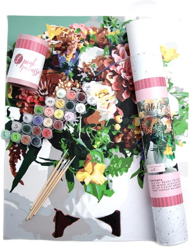 Miniatura 18 de Pink Picasso Kit de Pintura Floral Botánica por Números para Adultos y Adolescentes Juegos de Kits de Pintura Acrílica DIY en Lienzo 16x20