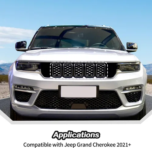 Miniatura 6 de 7 piezas de insertos de parrilla accesorios de rejilla para Jeep Grand Cherokee 2021+ (negro)