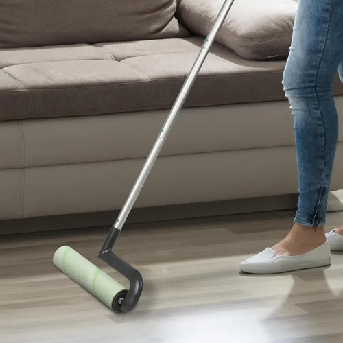 Miniatura 2 de Smart Design Rodillo de pelusa grande con mango ergonómico, tubos de aluminio, incluye hojas adhesivas, para limpieza, alfombras, automóviles, ropa