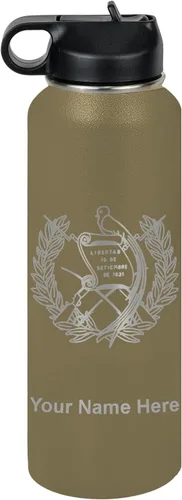 Miniatura 69 de LaserGram Botella de agua personalizada, bandera de Guatemala, acero inoxidable de doble pared aislada al vacío con popote superior, regalo grabado
