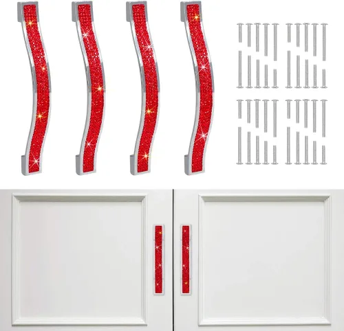 Miniatura 13 de SAVORI Tiradores para Cajones con Manija de Cristal Brillante, para Cajones, Alacena, Armario, Closet, Guardarropa, Puerta de Mueble, Manija Moderna