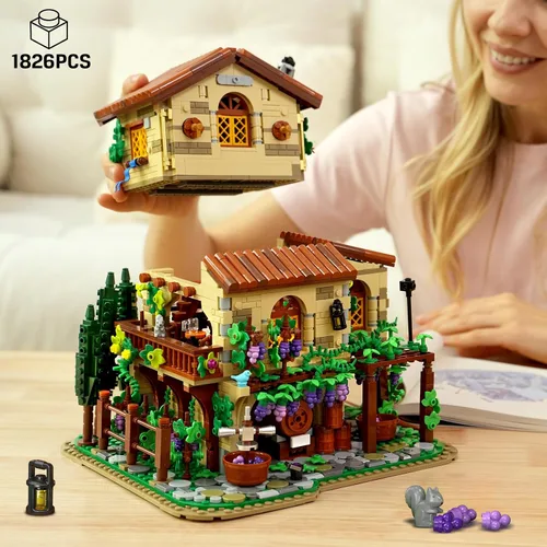 Miniatura 2 de INSOON Winery Chateau - Juego de construcción de casa con luces, modelo de construcción de castillo de viñedo, decoración del hogar, 1826 piezas