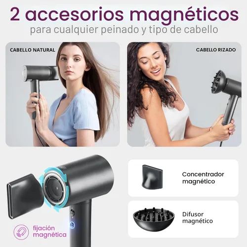 Miniatura 6 de CONFU Secador de Pelo, Secador de Pelo de Seco Rápido de 110000 RPM con Difusor Magnético y Concentrador, Secador de Pelo Iónico Profesional Ligero