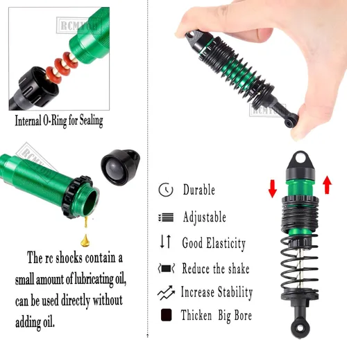Miniatura 4 de Pieza de actualizaciones para 1/10 Slash 2WD/Slash 2WD VXL, aleación Big Bore RC amortiguador de choques, brazo de suspensión delantero trasero