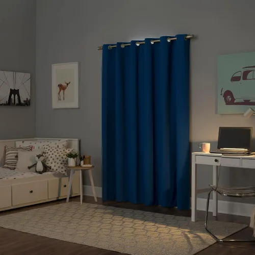 Miniatura 2 de Sun Zero Halton Bright Vibes Panel de Cortina Opaca Total con Ojales, 40" x 63", Azul Clásico