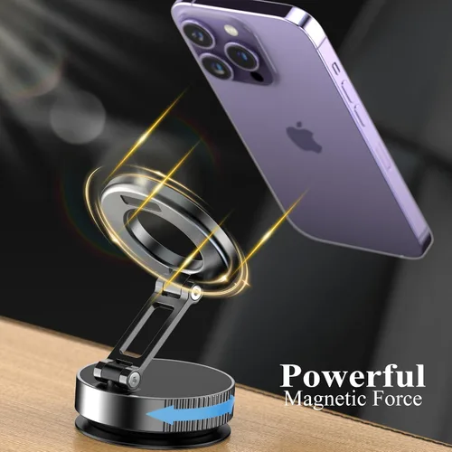 Miniatura 4 de Magsafe - Soporte magnético para teléfono al vacío para automóvil, cuerpo de metal, soporte de teléfono con succión al vacío, soporte plegable