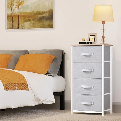 Miniatura 4 de YITAHOME Cómoda con 4 cajones – Torre de almacenamiento de tela, unidad organizadora para dormitorio, sala de estar, pasillo, armarios – Estructura