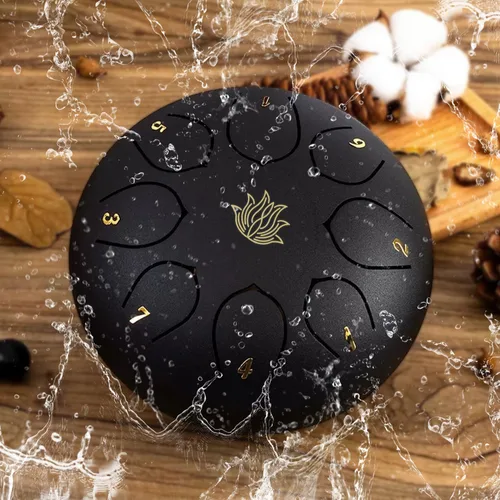 Eavnbaek Tambor de Lluvia Chime - Tambor de lluvia de 8 notas de 6 pulgadas para jardín exterior, con bolsa, libro de música, baquetas, soporte para