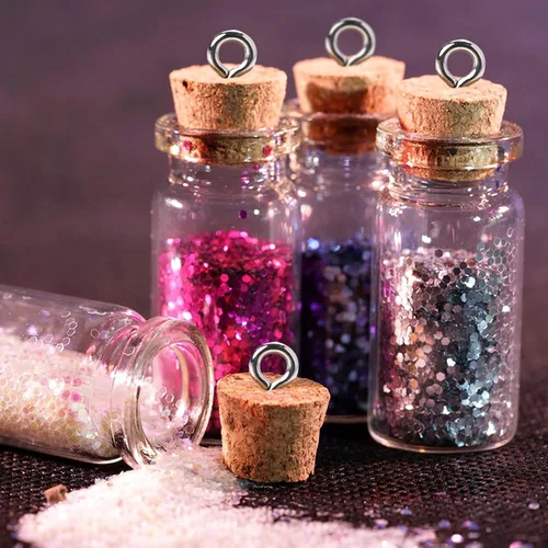 Miniatura 5 de Mozeat Lens Mini botellas de vidrio de 0.0 fl oz con tapas de corcho, tarros vacíos transparentes de 0.86 x 2 pulgadas, botella de mensaje, pequeñas