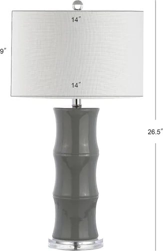 Miniatura 3 de JONATHAN Y Lámpara de mesa de cerámica gris de 26.5 pulgadas para sala de estar, mesita de noche de dormitorio, pantalla de tambor de lino blanco