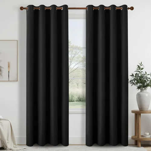Miniatura 44 de DONREN Cortinas opacas de lino con aislamiento térmico de 52 x 95 pulgadas, cortinas de oscurecimiento de habitación con ojales para dormitorio