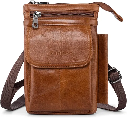 Ranboo Funda de cuero para cinturón de teléfono celular, compatible con iPhone 17, 16, 15, 14, 13 Pro Max, Samsung Galaxy A15 A54 S25 Ultra S24