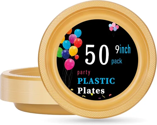 Miniatura 28 de WELLIFE Platos de plástico rojos de 7 pulgadas, 50 platos desechables para fiesta, día de la madre, plato pequeño de postre para cena, pasteles