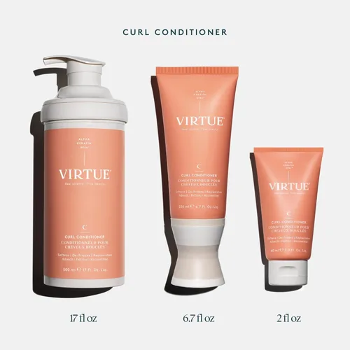 Miniatura 8 de VIRTUE Acondicionador de rizos con aceite de jojoba, sin sulfatos, hidrata, nutre y repara el cabello rizado con control de encrespamiento