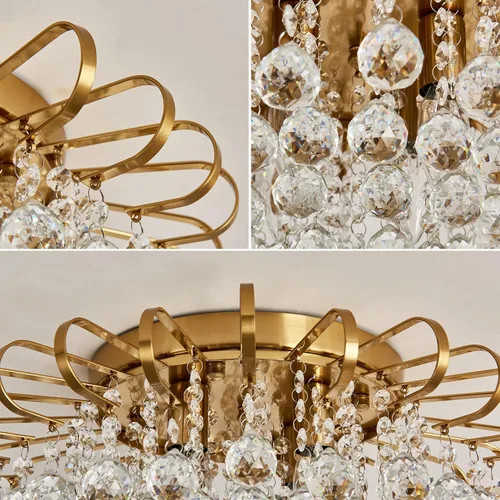 Miniatura 5 de CVKASH Candelabro de cristal de 4 luces moderno semi empotrado lámpara de techo iluminación de techo para sala de estar, pasillo, comedor, cocina