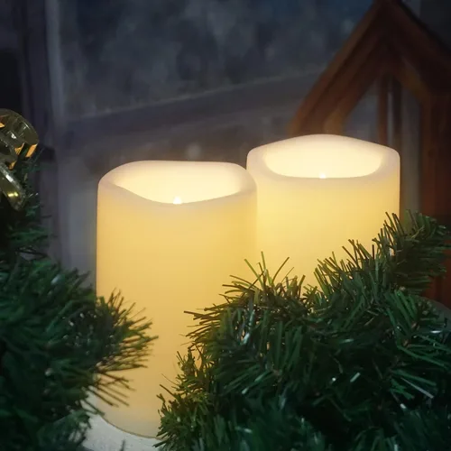 Miniatura 5 de CANDLE CHOICE Velas impermeables sin llama para exteriores, funcionan con pilas, con temporizador, gran resina plástica brillante, parpadeante