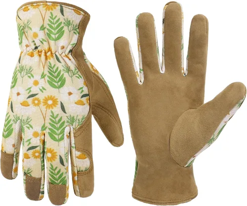 Miniatura 14 de HANDLANDY Work Gloves for Women, Breathable Leather Gardening Glove for Yard Maintenance, Hand Protection with Touch Screen Rosa claro
