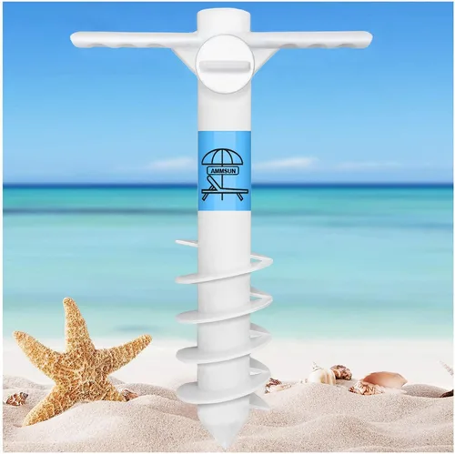 AMMSUN Ancla de arena para sombrilla de playa, resistente, base de sombrilla para exteriores con 5 tornillos en espiral, universal y talla única