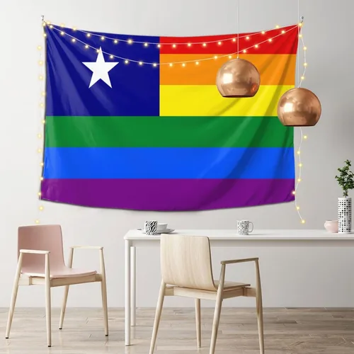 Miniatura 2 de LIFANGMI Bonnie Blue Pride Rainbow LGBT Flag Tapestry Wall Hanging 60x40 Inch Bedroom Living Room Dormitory Home Decoration Wall Tapestry