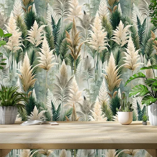 Miniatura 5 de Floralplus Papel tapiz removible de bosque bohemio para despegar y pegar, papel tapiz de hojas bohemias para dormitorio, baño, papel de contacto