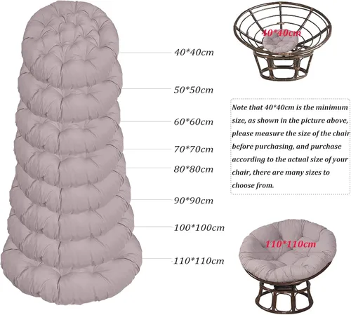 Miniatura 2 de Cojín redondo grueso para silla Papasan de 15.7 x 15.7 in, cojín de suelo extraíble para exteriores, cojín para silla Papasan al aire libre, cojín