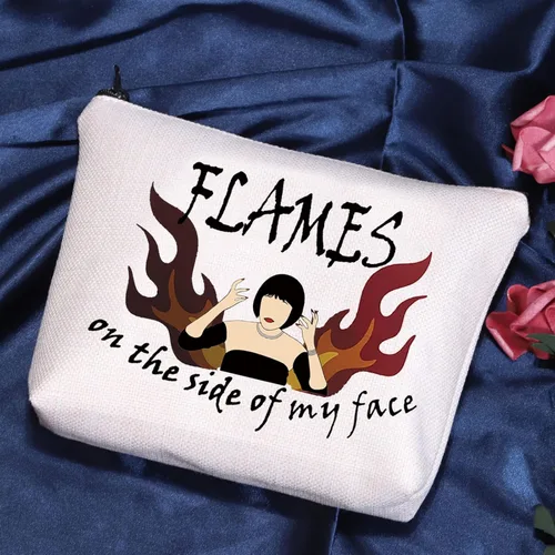 Miniatura 2 de POFULL Regalo blanco del amante de la película en el lado de mi cara con cremallera bolsa bolsa regalo de película, Bolso Flames On The Side Of My