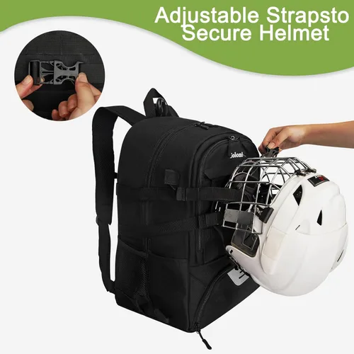Miniatura 3 de Goloni Lacrosse - Mochila para equipo con dos palos y compartimento separado para tacos y bolsa de hockey sobre césped