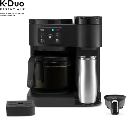 Miniatura 7 de K-Duo Essentials - Cafetera caliente y helada de una sola porción con jarra de vidrio de 12 tazas, prepara cápsulas KCup y posos de café, varios