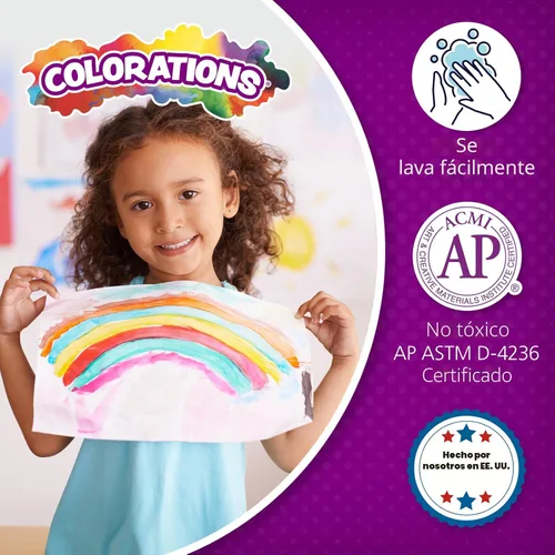Miniatura 3 de Colorations Pintura de témpera lavable sin parabenos para niños, botellas de 8 onzas, juego de 6 colores primarios, no tóxica y fabricada