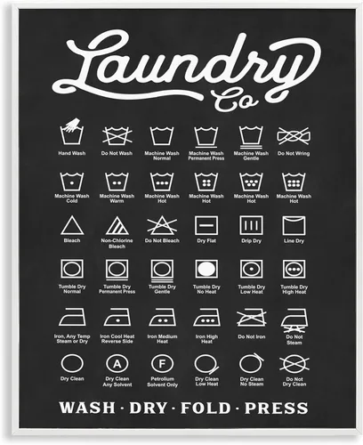Miniatura 33 de Stupell Industries Guía de Símbolos de Lavandería Tipografía Beige 11 x 14 Negro medianoche