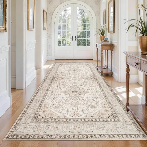 Miniatura 11 de Alfombras de área 9x12 para sala de estar: Alfombra oriental lavable de 108 pies cuadrados para dormitorio - Alfombra de pelo bajo ultra delgada