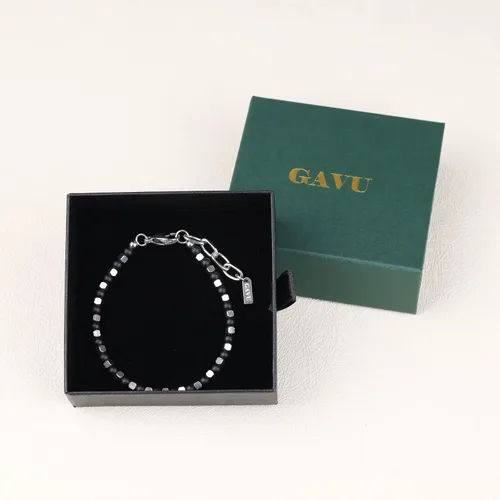 Miniatura 7 de GAVU Pulsera de cuentas de cristal con cierre de acero inoxidable para hombre