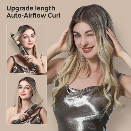 Miniatura 3 de Cepillo Secador de Cabello 6 en UNO, Juego de Herramientas de Peinado de Varita Rizadora, Secador de Cabello de Aire Caliente Iónico, Secador