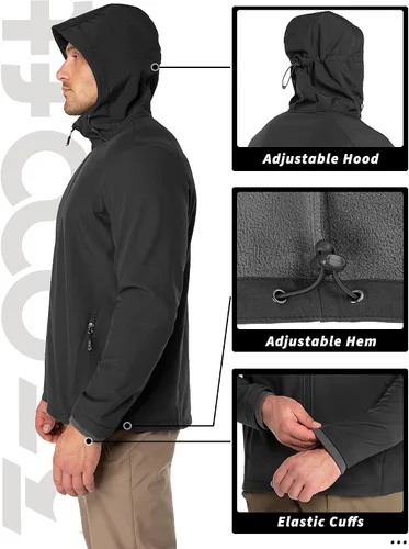 Miniatura 5 de 33,000ft Chaqueta Softshell con capucha para hombre, impermeable, ligera, aislada, cortavientos, con forro polar