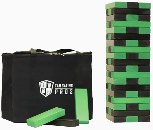 Tailgating Pros Maderas Gigantes Premium que se Derrumban con Estuche de Transporte – ¡Elige los Colores de tu Equipo! Juego Gigante para Patio al