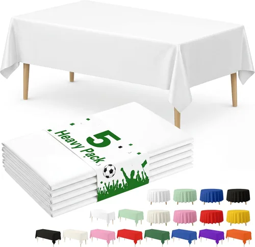Miniatura 9 de Fixwal Mantel de plástico negro desechable de 54 x 108 pulgadas, mantel rectangular impermeable, paquete de 5 para graduación, decoración de fiesta