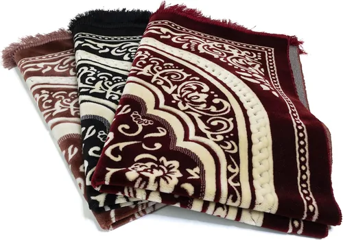Miniatura 8 de Modefa Alfombra de oración de terciopelo islámico turco, gruesa, ancha, suave, para hombres y mujeres, tapete de oración grande, regalo de Eid