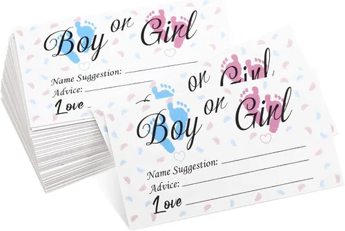 50 tarjetas de votación para fiesta de revelación de género, tarjetas de juego de revelación de género para niños o niñas, suministros de fiesta de